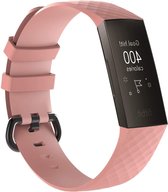 Siliconen Smartwatch bandje - Geschikt voor  Fitbit Charge 3 silicone band - lichtroze - Maat: S - Horlogeband / Polsband / Armband