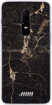 OnePlus 6 Hoesje Transparant TPU Case - Dark Golden Marble #ffffff