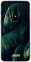 OnePlus 6 Hoesje Transparant TPU Case - Palm Leaves Dark #ffffff