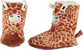 Hoge beige/bruine giraffe pantoffels/sloffen voor dames - Dierenprint giraffen huissloffen voor vrouwen - Pantoffel laarzen/laarsjes 37-39