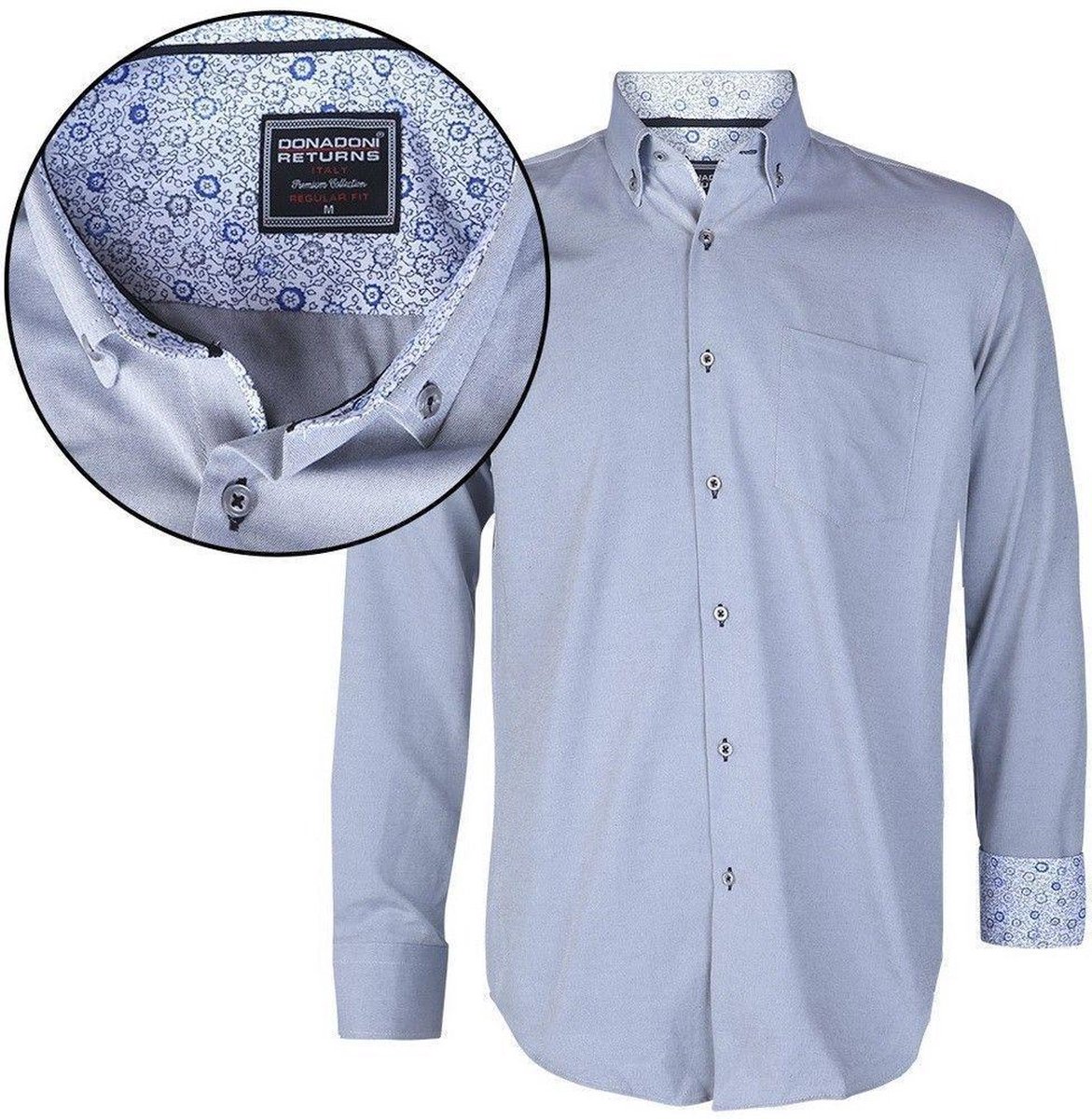 Donadoni Heren Overhemd - Regular Fit - Grijs