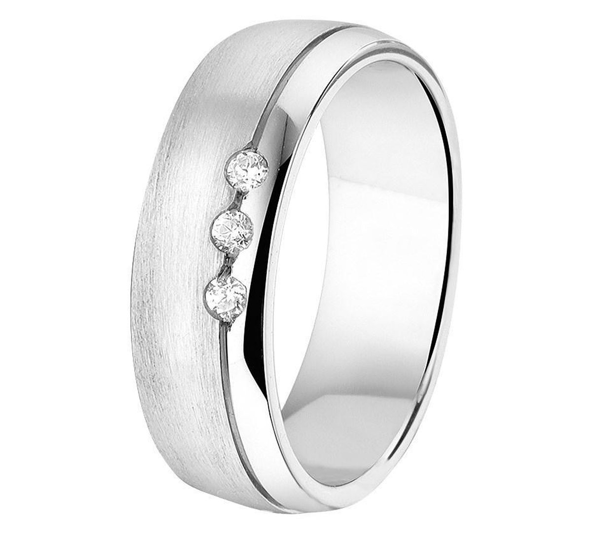 Zilver Gerhodineerde Ring A206 - 6 mm - met cz 1315516 19.00 mm (60)