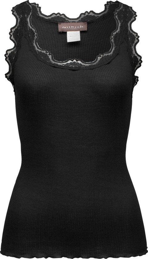 Rosemunde Silk Top W/ Lace Tops & T-shirts Dames - Shirt - Zwart - Maat M