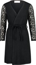 Cassis - Female - Lange cardigan met kanten mouwen  - Zwart