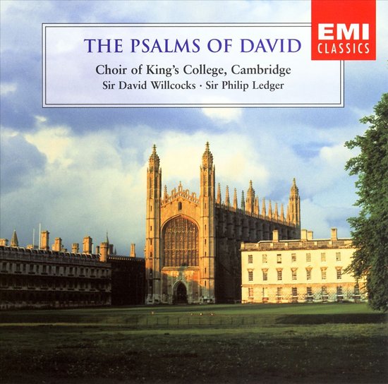 Albumhoes met de tekst "THE PSALMS OF DAVID" boven een foto van King's College Chapel.
