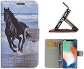 iPhone X Hoesje Wallet Case Zwarte Paard