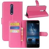 Nokia 8 Hoesje Wallet Case Roze