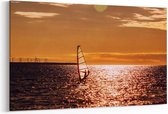 Schilderij - Windsurfing at sunset — 90x60 cm