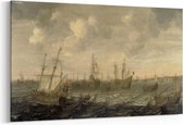 Schilderij - De Hollandse haringvloot onder zeil — 100x70 cm