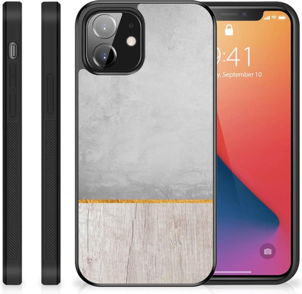 iPhone 12 Mini Grip Case Wood Concrete