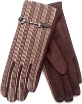 Handschoenen Gestreept - Dames - One Size - Touchscreen Tip - Bruin