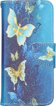 Hoesje Met Pasjeshouder Geschikt voor iPhone 12 / 12 Pro - Design Softcase Bookcase (Binfen) smartphone - Meerkleurig / Blue Butterfly