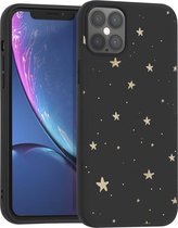 iMoshion Hoesje Geschikt voor iPhone 12 Pro Max Hoesje Siliconen - iMoshion Design hoesje - Zwart / Meerkleurig / Goud / Stars Gold