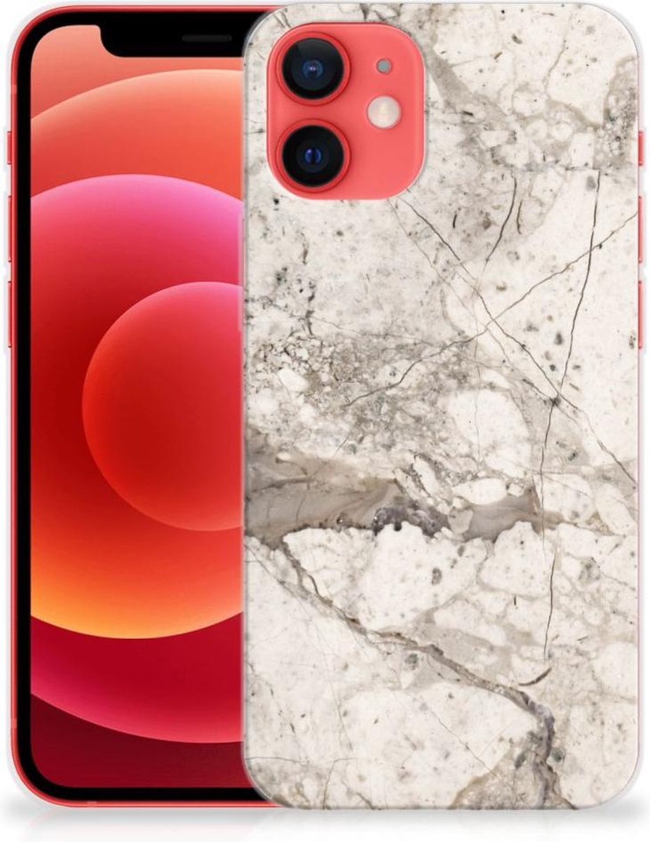 iPhone 12 Mini TPU Siliconen Hoesje Marmer Beige