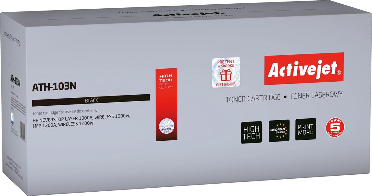 ActiveJet AT-103N toner voor HP-printer; HP 103A W1103A vervanging; Opperste; 2500 pagina's; zwart.