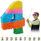Relaxdays pinata verjaardag getal - piñata zelf vullen - getallen van 0 tot 9 - gekleurd - 4