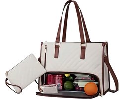 Handtas - Ruime draagtas - 2-in-1 lunchtas - Laptoptas voor 15,6-inch laptops - met geïsoleerd compartiment - geschikt voor kantoor, school en reizen