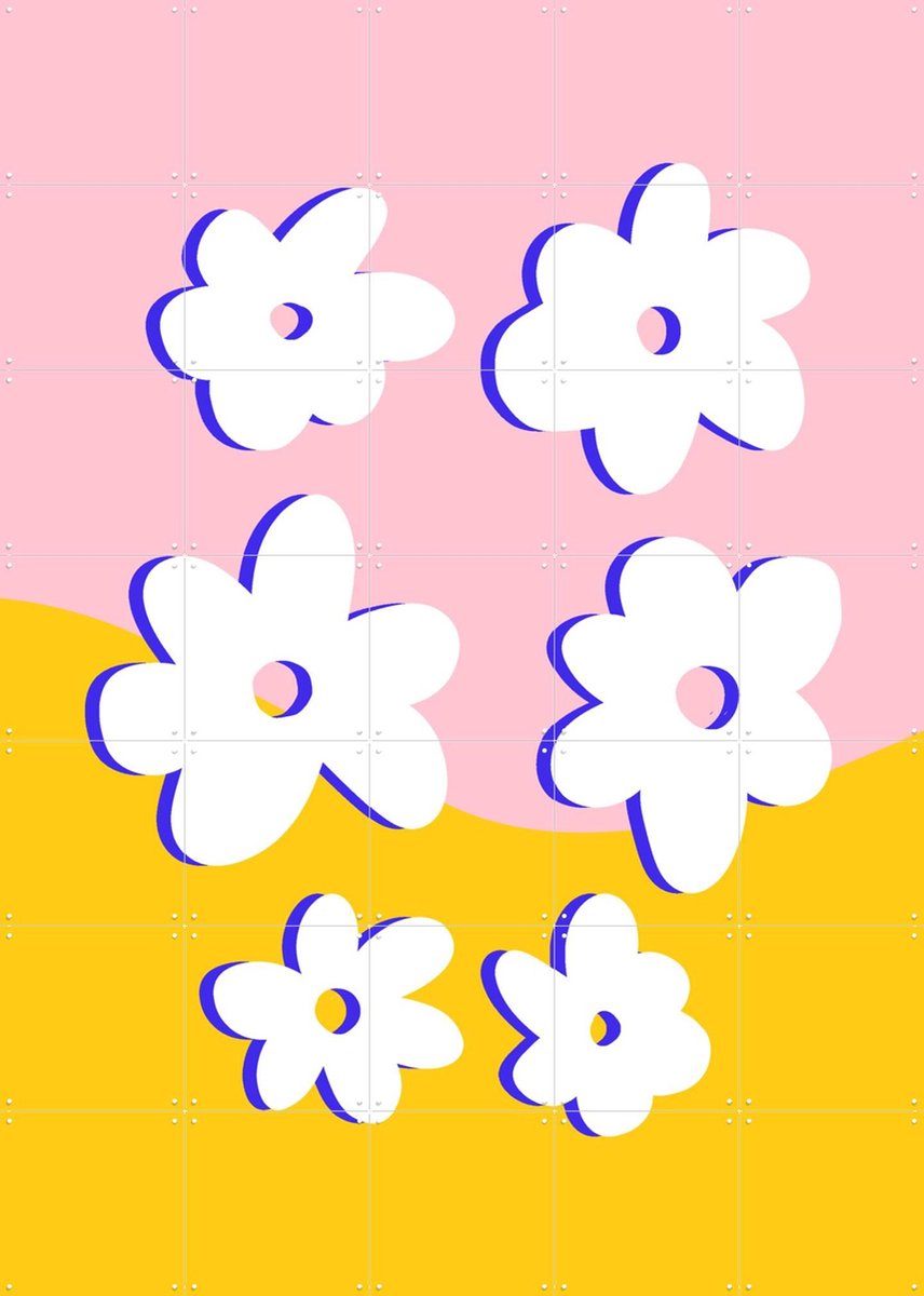 IXXI Retro Flowers, BAINAI - 100 x 140 cm - Gratis ophangtool - Grote wanddecoratie en posters Kinderkamer, Kinderen