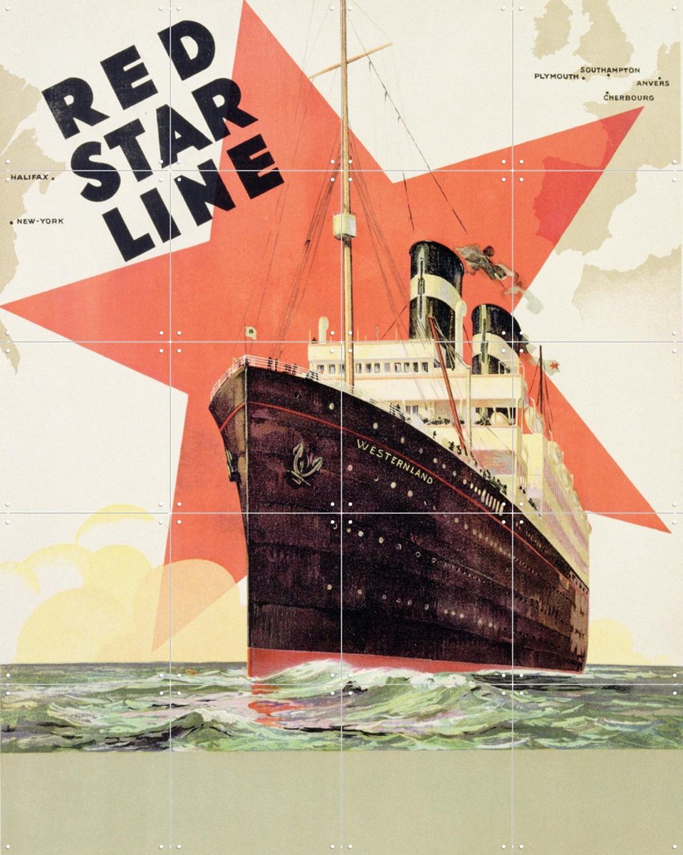 IXXI Red Star Line, Bridgeman Images - 80 x 100 cm - Gratis ophangtool - Grote wanddecoratie en posters - Illustraties, Vintage, Art Deco, Grafisch