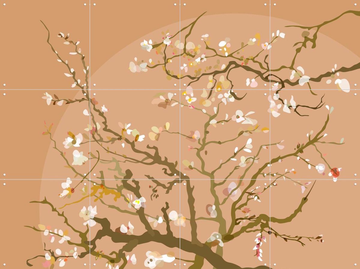 IXXI Almond Blossom Taupe, Wesley van der Heijden & Van Gogh 21st Century - 80 x 60 cm - Gratis ophangtool - Grote wanddecoratie en posters -