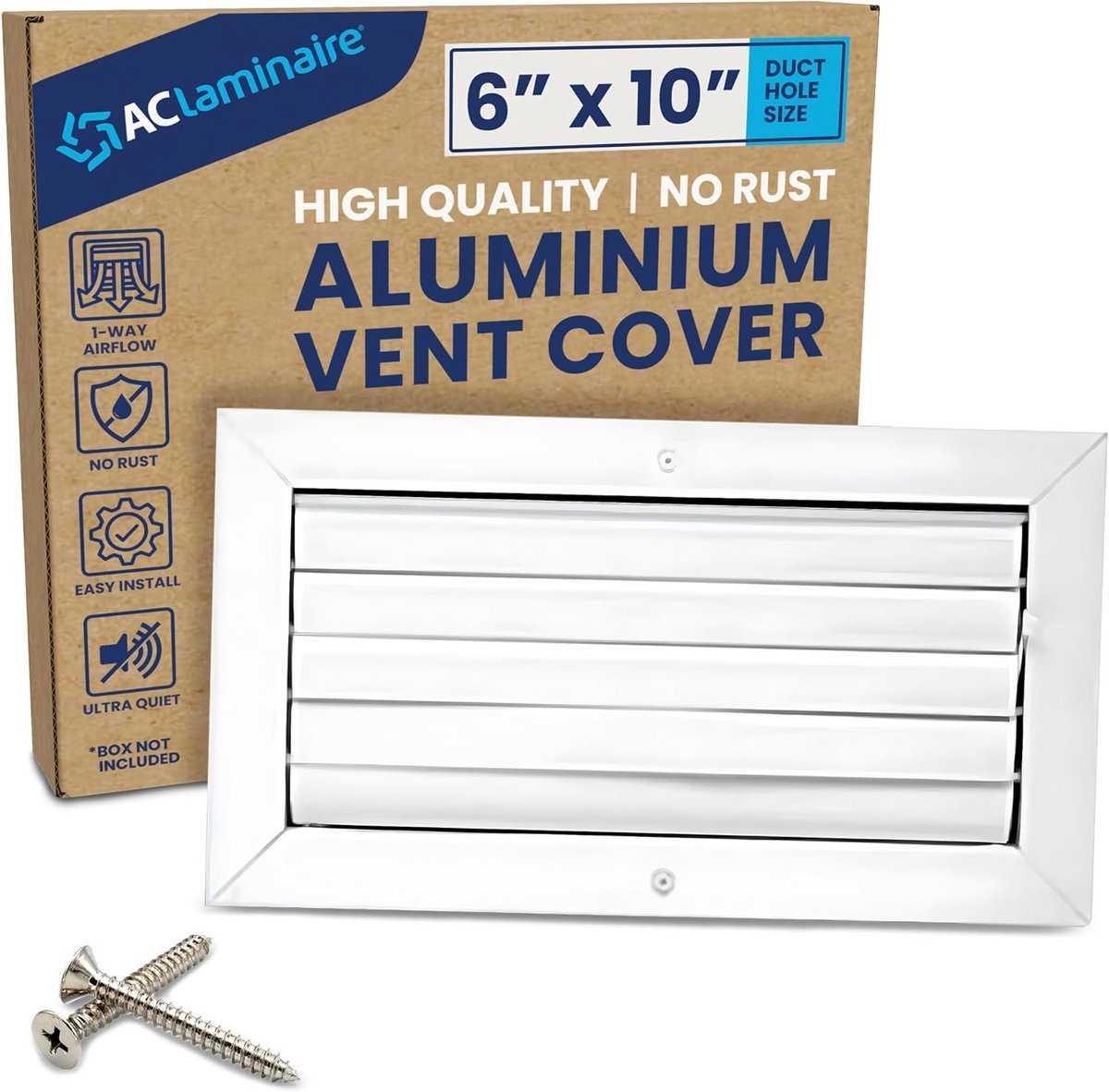 Aluminium Ventilatieopening 15x25 cm voor Muur of Plafond - Stille Luchtstroomregelaar met Demper