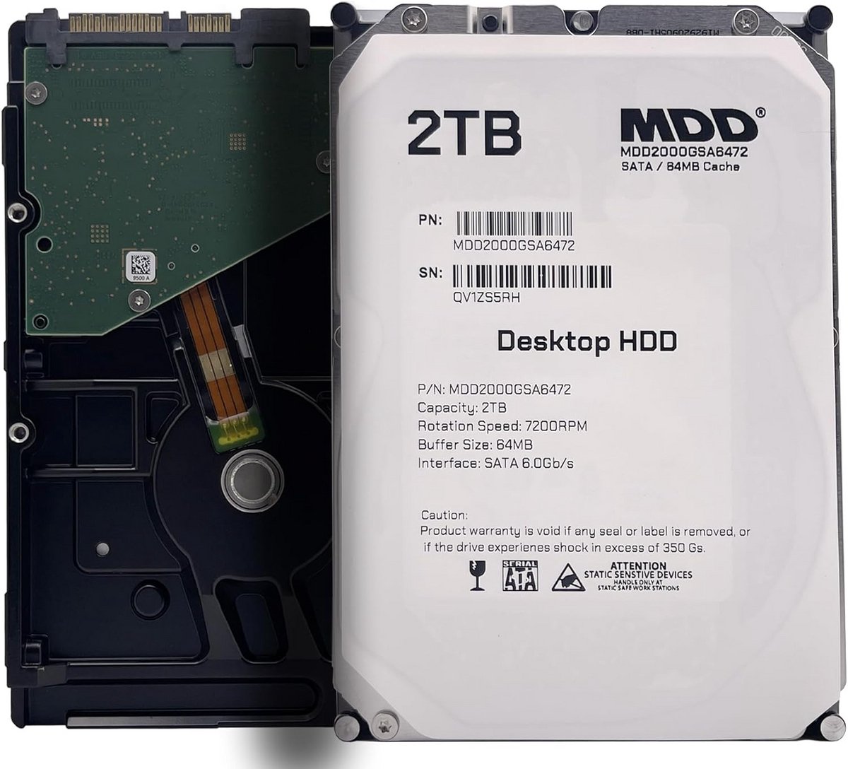 Interne Desktop Harde Schijf 2TB SATA 6.0Gb/s 7200 RPM 3,5 inch HDD voor PC, NAS en DVR