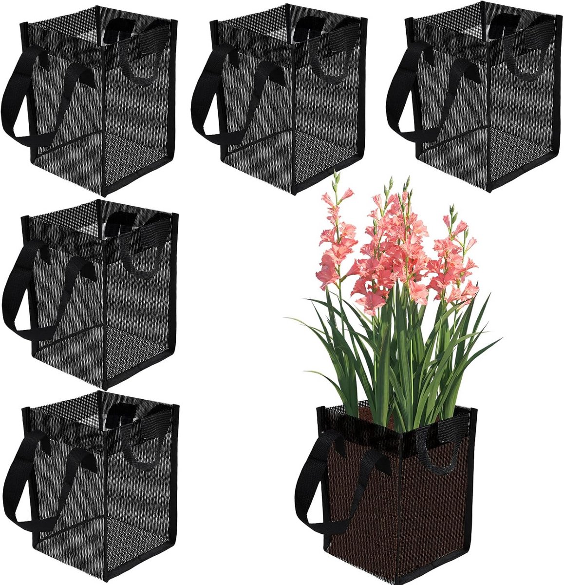 6x Vijverplantenmanden Vierkant - Plantmanden met Handgrepen voor Waterplanten, Lotus en Moerasplanten