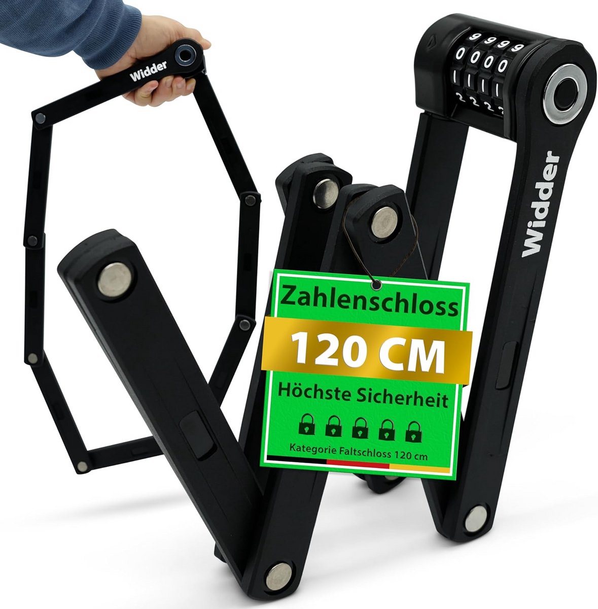 Extra lang vouwcijferslot 120 cm voor fietsbeveiliging