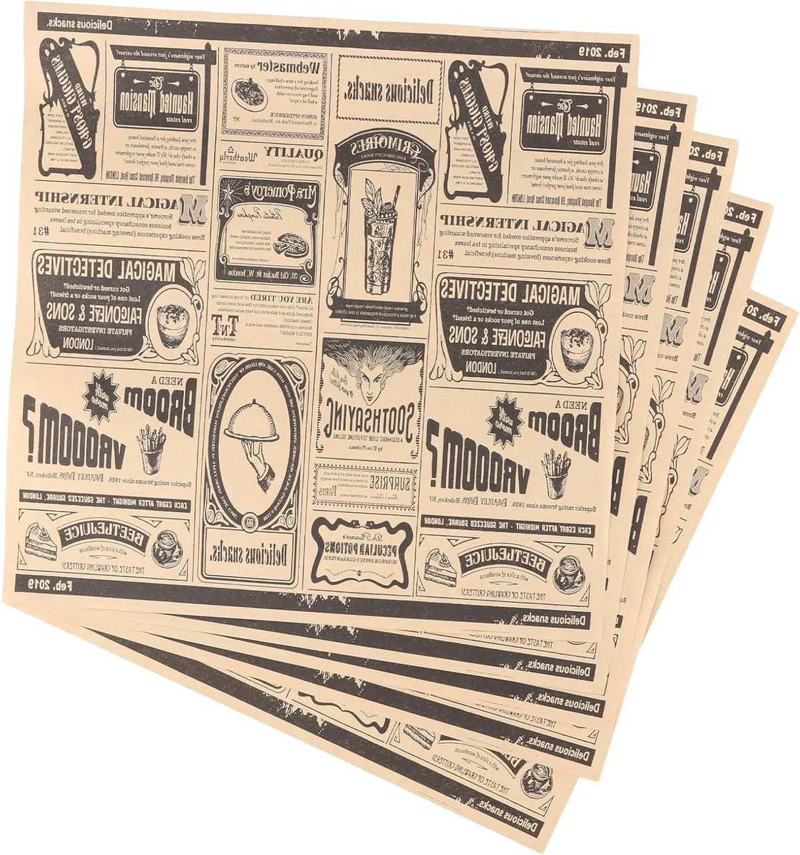 200 vellen waterdicht bakpapier voor hamburger, broodjes, friet en kaas 25x25 cm