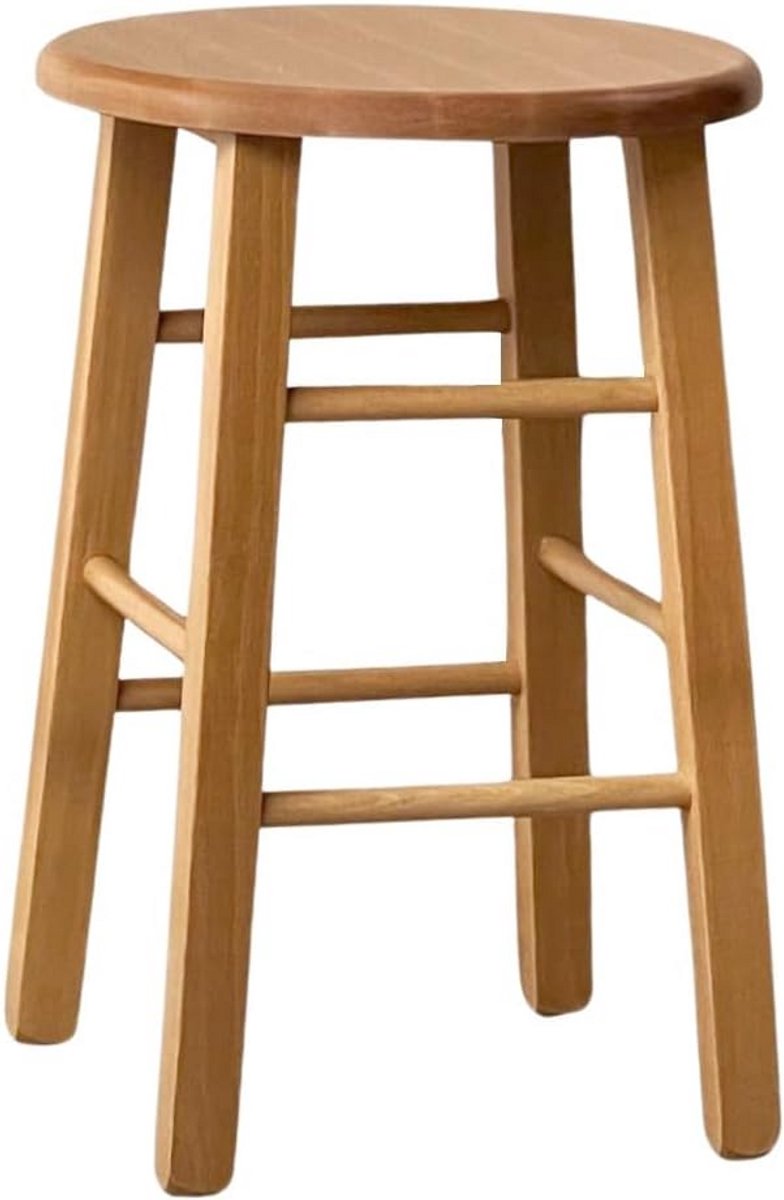 Houten lage barkruk 47 cm rond zitvlak modern design