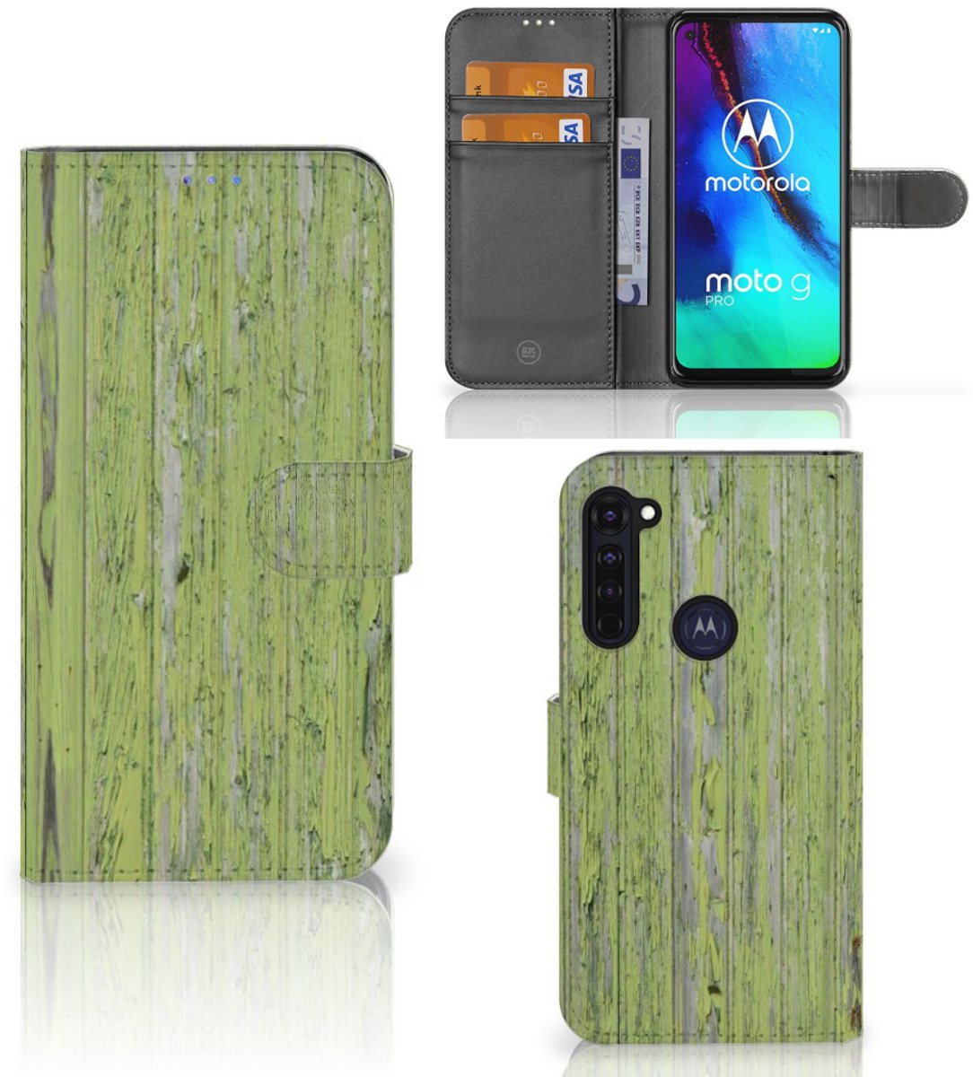 Motorola Moto G Pro Book Style Case Green Wood