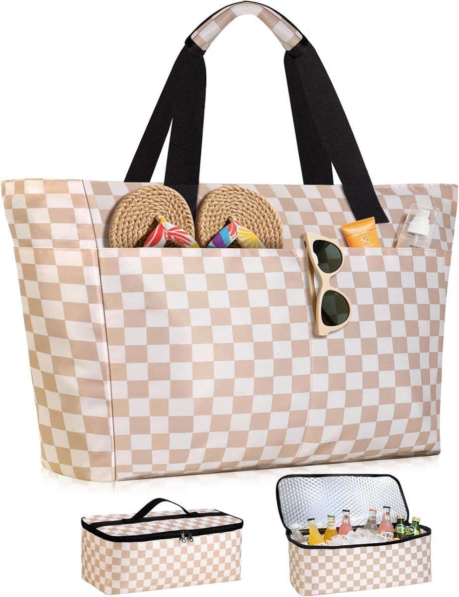 Extra grote waterdichte strandtas met koeltas - 45L voor dames, ideaal voor gezinsuitjes, picknicks en winkelen