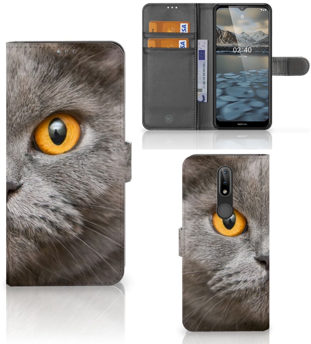 Telefoonhoesje met Pasjes Nokia 2.4 Britse Korthaar