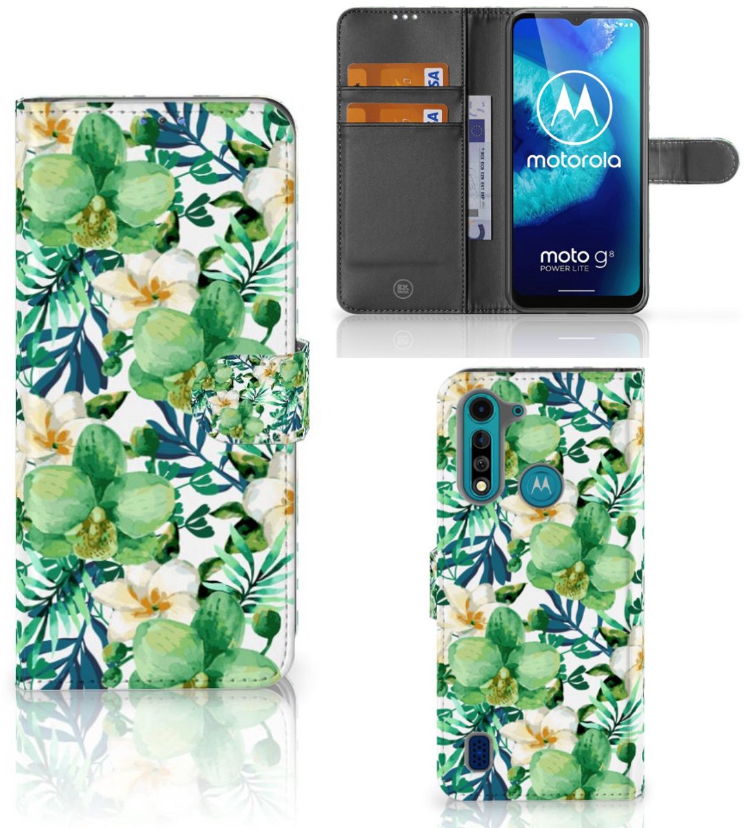 Motorola G8 Power Lite Hoesje Orchidee Groen