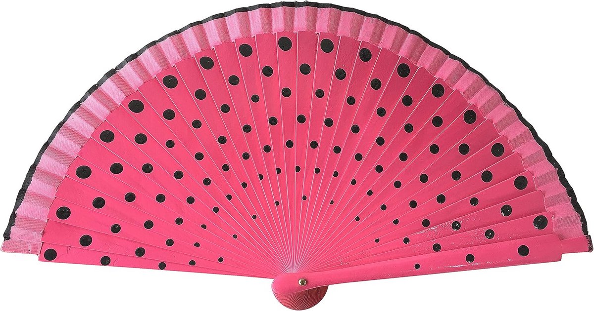 Roze/Zwarte Flamenco Waaier van Hout