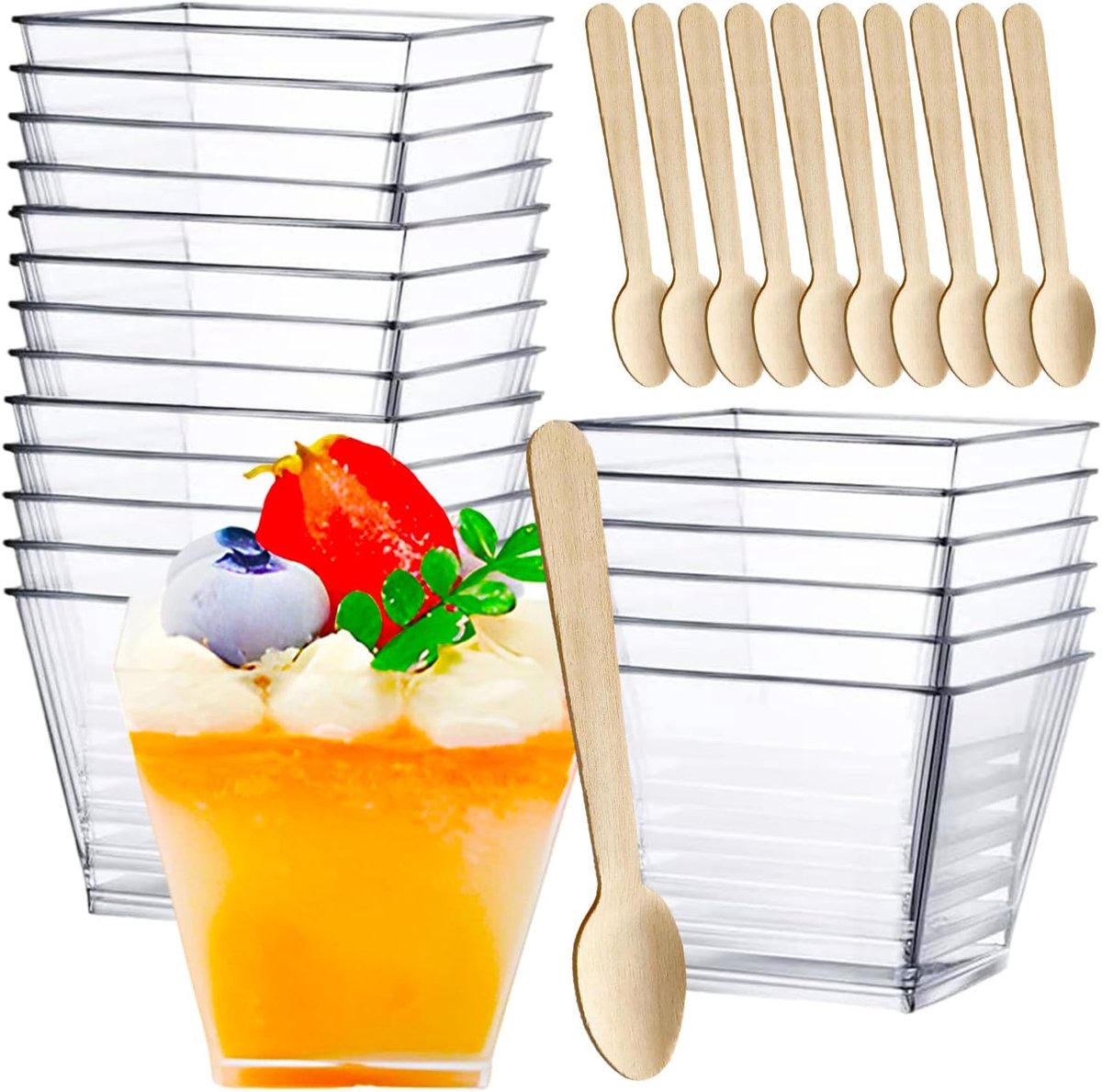 60 stuks 60 ml Herbruikbare Transparante Dessertbekers voor Pudding, Mousse en IJs