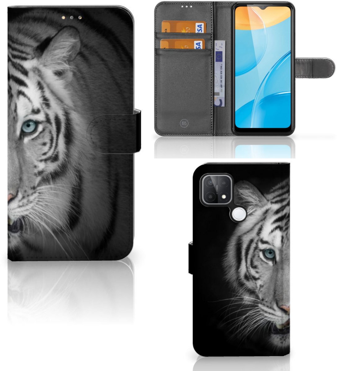 OPPO A15 Telefoonhoesje met Pasjes Tijger
