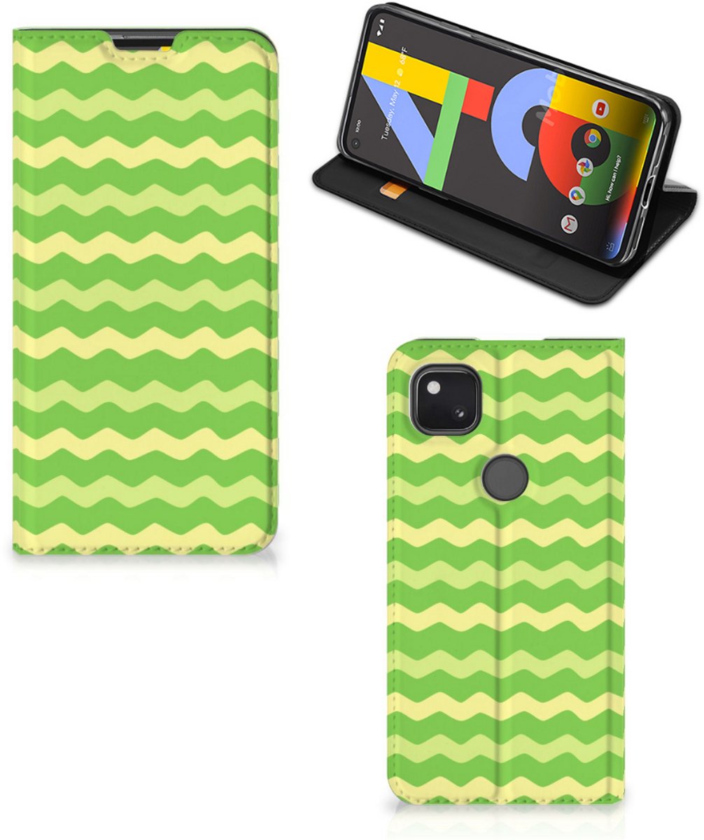 Google Pixel 4a Hoesje met Magneet Waves Green