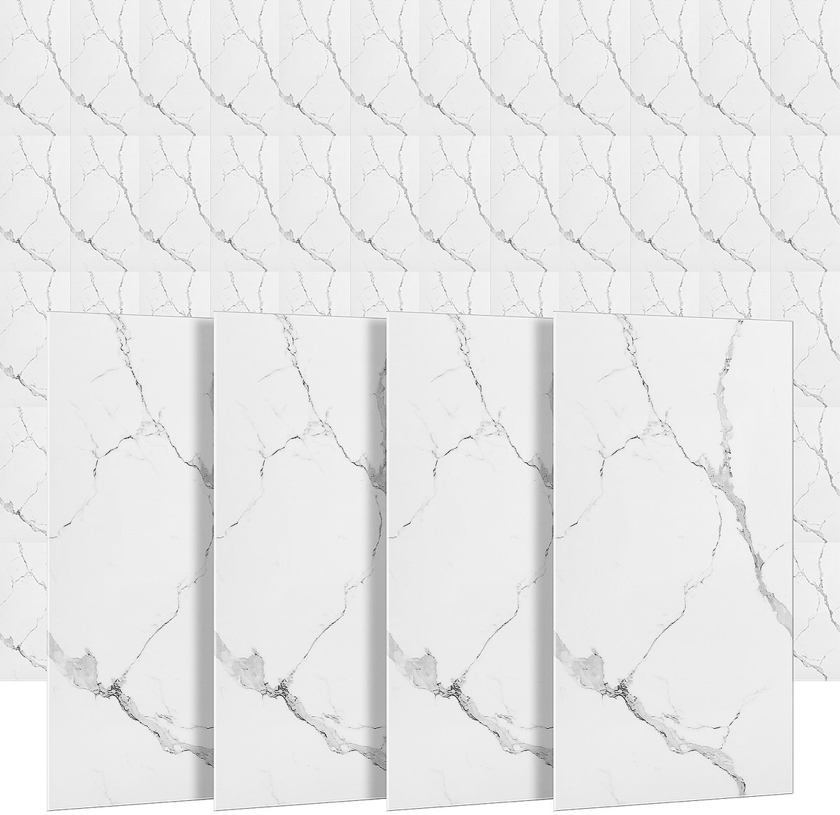 Verpakking van 40 Wandpanelen met Marmerlook – 30x60 cm Waterdichte Zelfklevende Achterwand – Zelfklevende Tegels voor Keuken- en Badkamerdecoratie