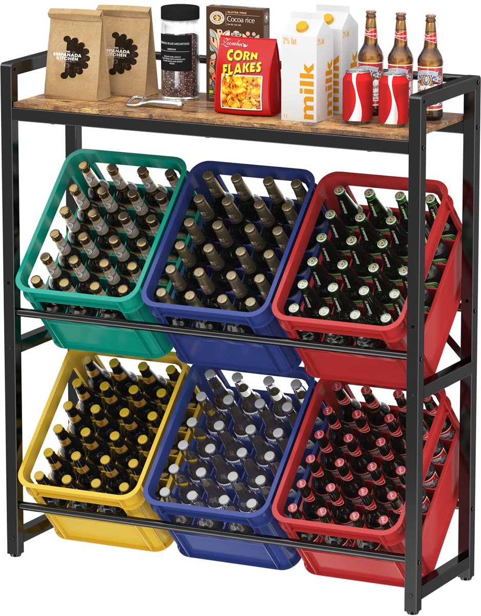 Kistenregal voor Dranken - Vrijstaand Ontwerp - 32D x 104B x 117,3H cm