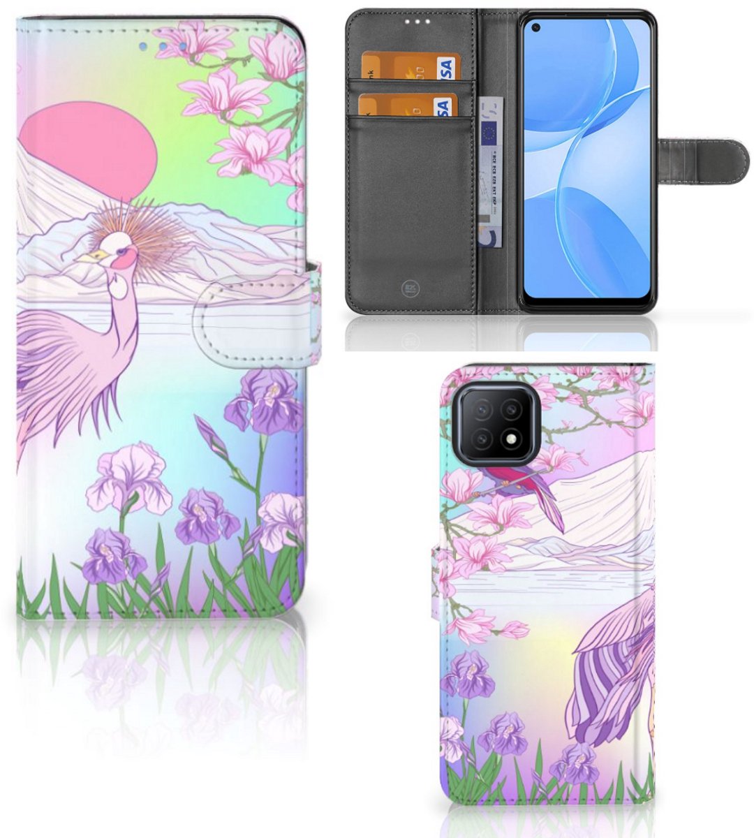 OPPO A73 5G Telefoonhoesje met Pasjes Bird