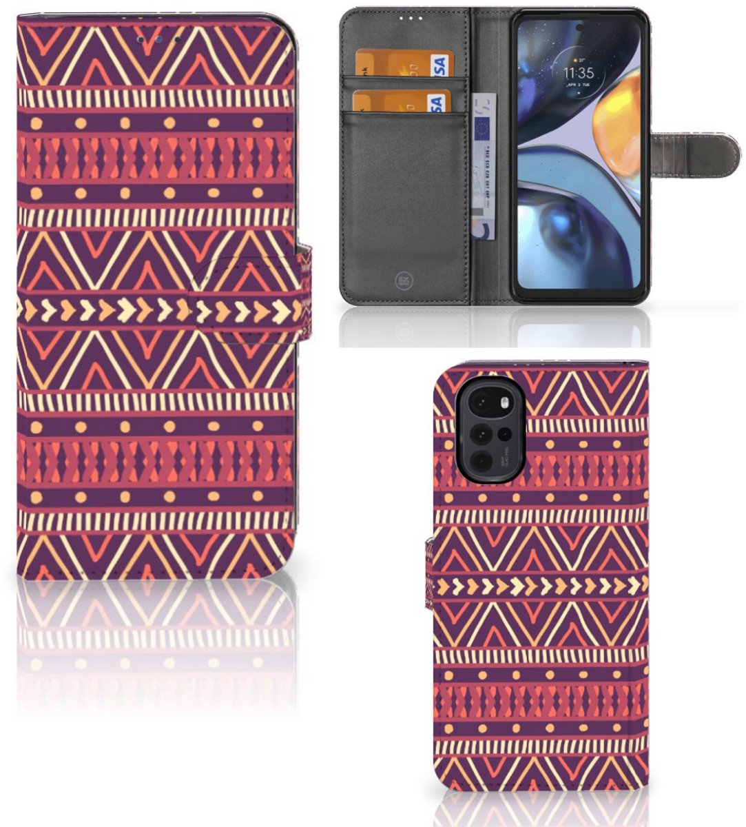 Motorola Moto G22 Telefoon Hoesje Aztec Paars