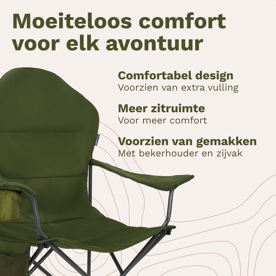 TRVLMORE Campingstoelen XXL - Opvouwbaar - 2-Pack - 160KG Draagvermogen - Incl. Draagtas - Klapstoel - Visstoel - Kampeerstoel - Vouwstoel - Groen — afbeelding 4