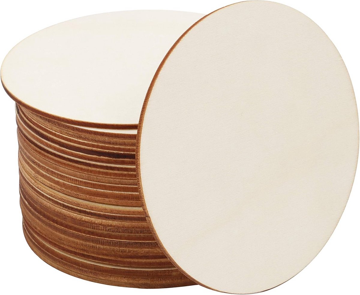 Houten Onbewerkte Ronde Circles (25 stuks) - 10cm met 2mm Dikte voor Hobby, Vilt, Woondecoratie en Versieringen