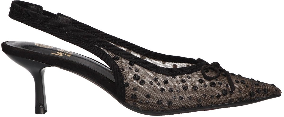 La Strada Slingback Met Glitter Zwart Mesh - Damesschoenen - Maat - 39