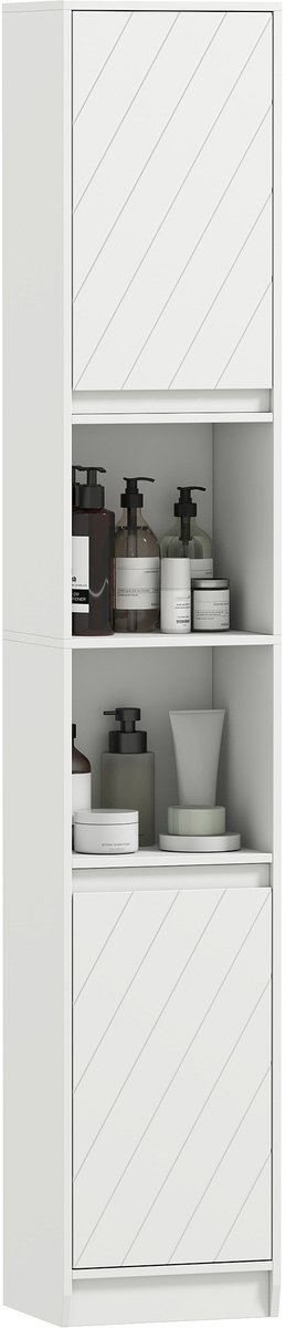 HOMCOM Badkamerkast - MDF - 30x24x170cm - Wit