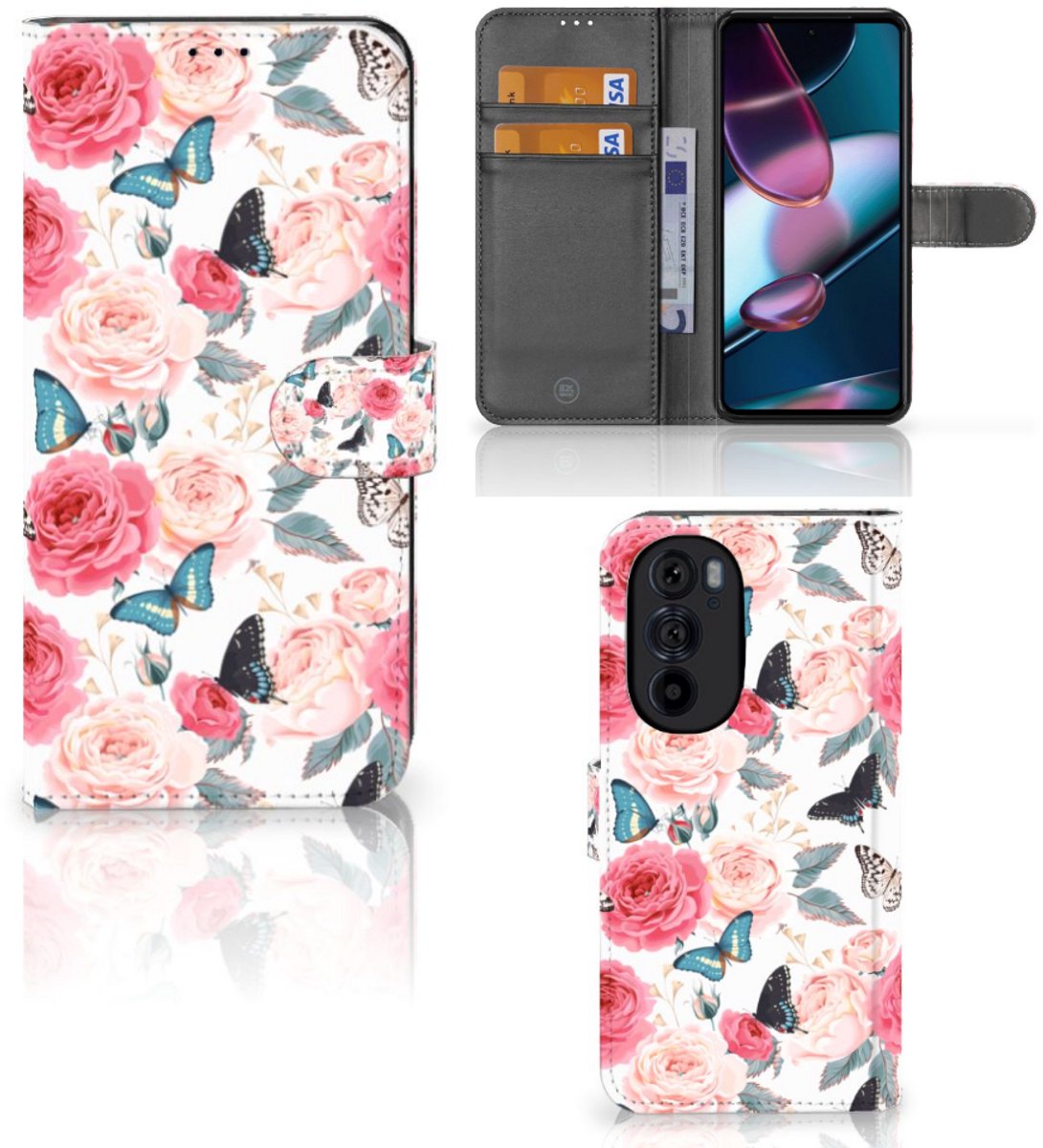Motorola Edge 30 Pro Hoesje Butterfly Roses