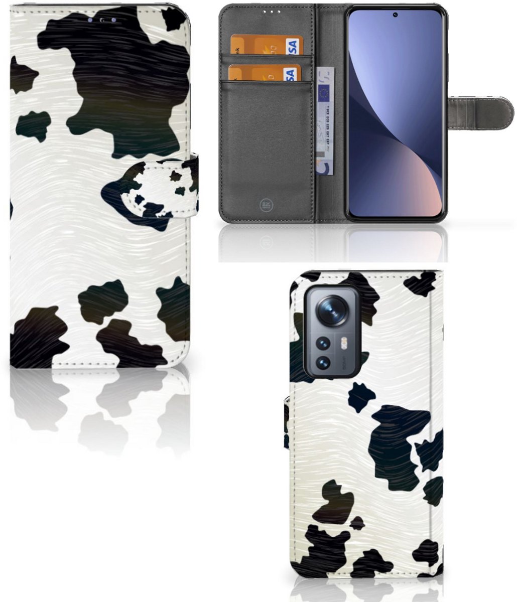 Xiaomi 12 Pro Telefoonhoesje met Pasjes Koeienvlekken