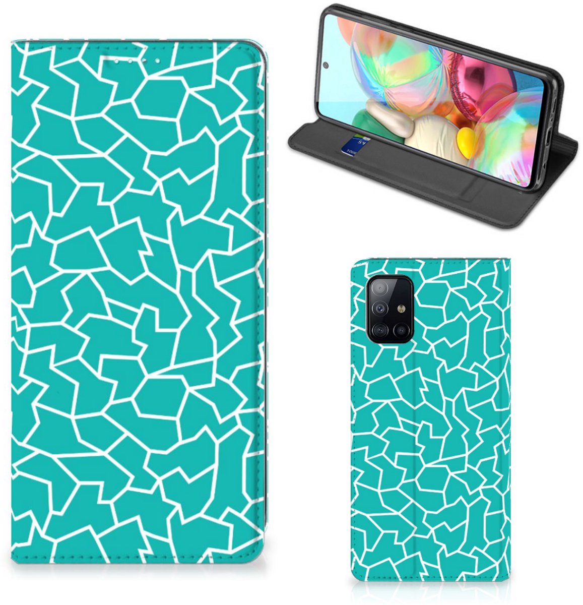 Book Case voor Samsung Galaxy A71 Bookcase Cracks Blue