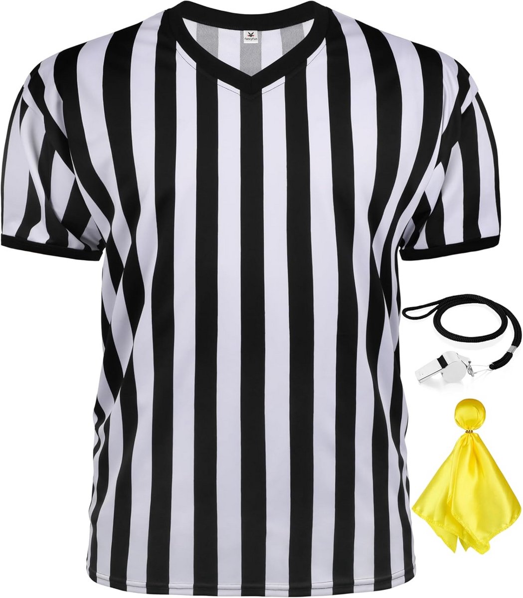 Scheidsrechter Shirt Kostuum voor Vrouwen en Mannen - V-hals Ref Umpire Shirt voor Voetbal